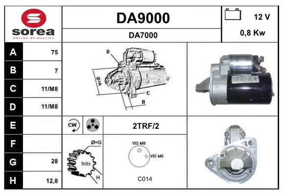SNRA Starter motor DA9000 SNRA DA9000 DAEWOO Matiz Van starters replacement