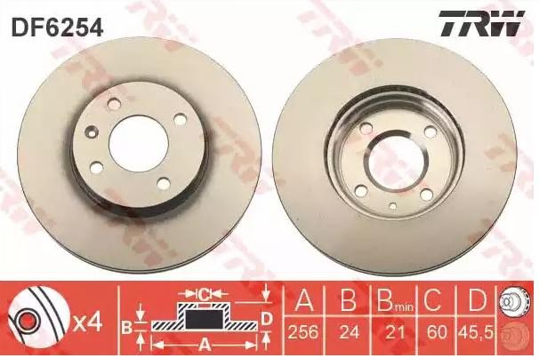 TRW Remschijf DF6254 Chevrolet TRAX Remschijf TRW DF6254