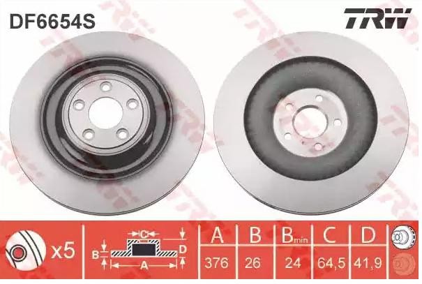 TRW Bremseskive DF6654S TRW DF6654S Mk VII Sports bremseskiver pris