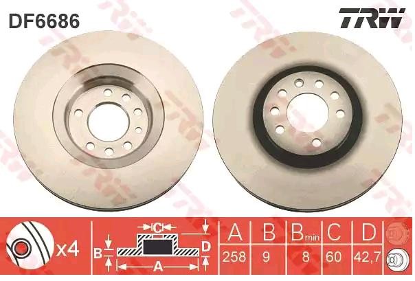 TRW Bremžu diski DF6686 DF6686 Bremžu diski TRW SUZUKI SAMURAI