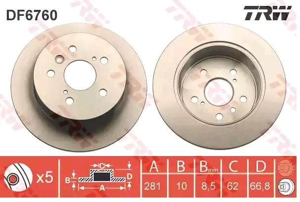 TRW Disco freno DF6760 TRW DF6760 Dischi dei freni TOYOTA Avalon Sedan (_X4_) originale prezzo