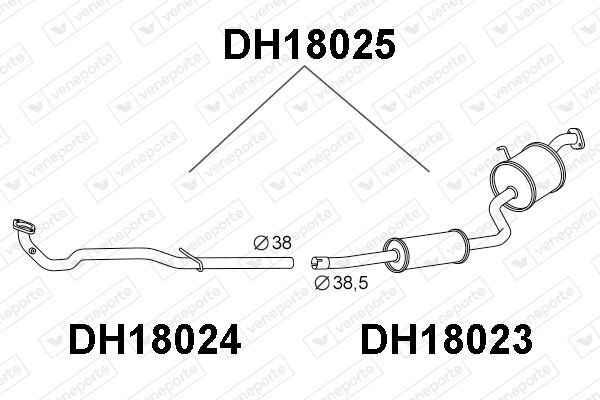VENEPORTE Främre ljuddämpare DH18025 Daihatsu Terios J2 Främre ljuddämpare VENEPORTE DH18025