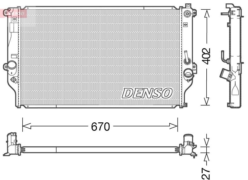 DENSO Radiator, motorkjøling DRM50092 Radiator motor DENSO Toyota AYGO DRM50092