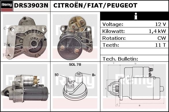 DELCO REMY Starter DRS3903N Starter DELCO REMY Toyota PREVIA DRS3903N