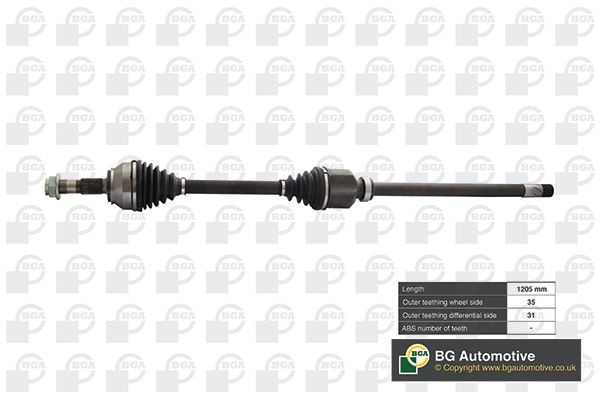 BGA Aandrijfas DS6738R DS6738R Aandrijfassen FIAT SCUDO BGA