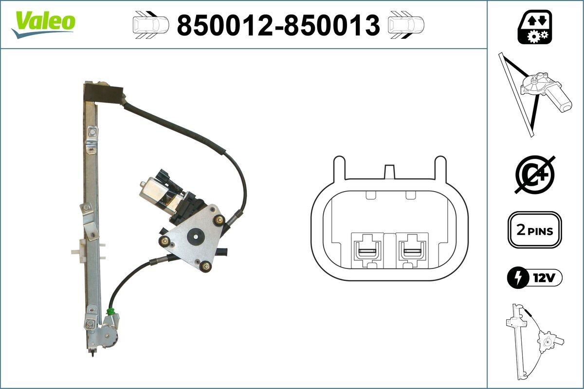 Rudehejs VALEO 850012 VALEO 850012 Ruderegulator bag venstre Alfa Romeo 156 2005