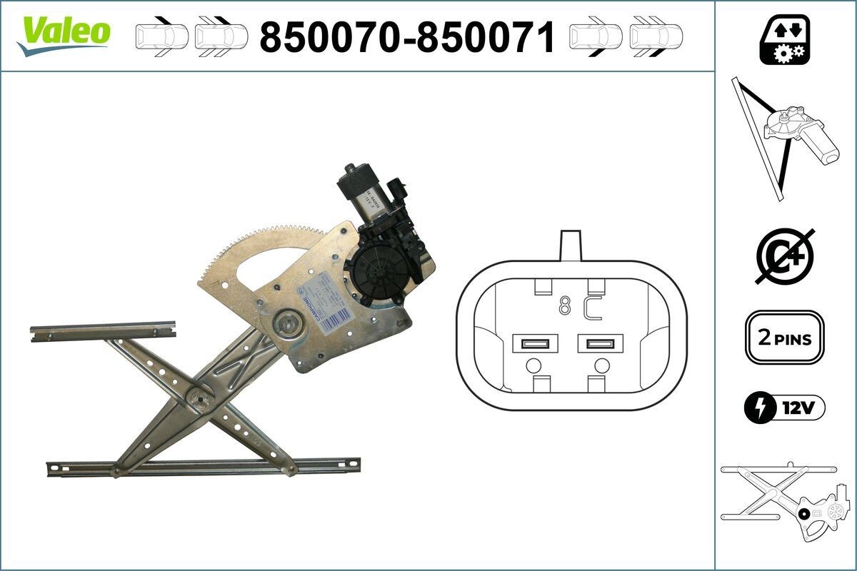 VALEO Γρύλος παραθύρου 850070 VALEO 850070 γνήσια Γρύλος παραθύρου Micra K11 κόστος