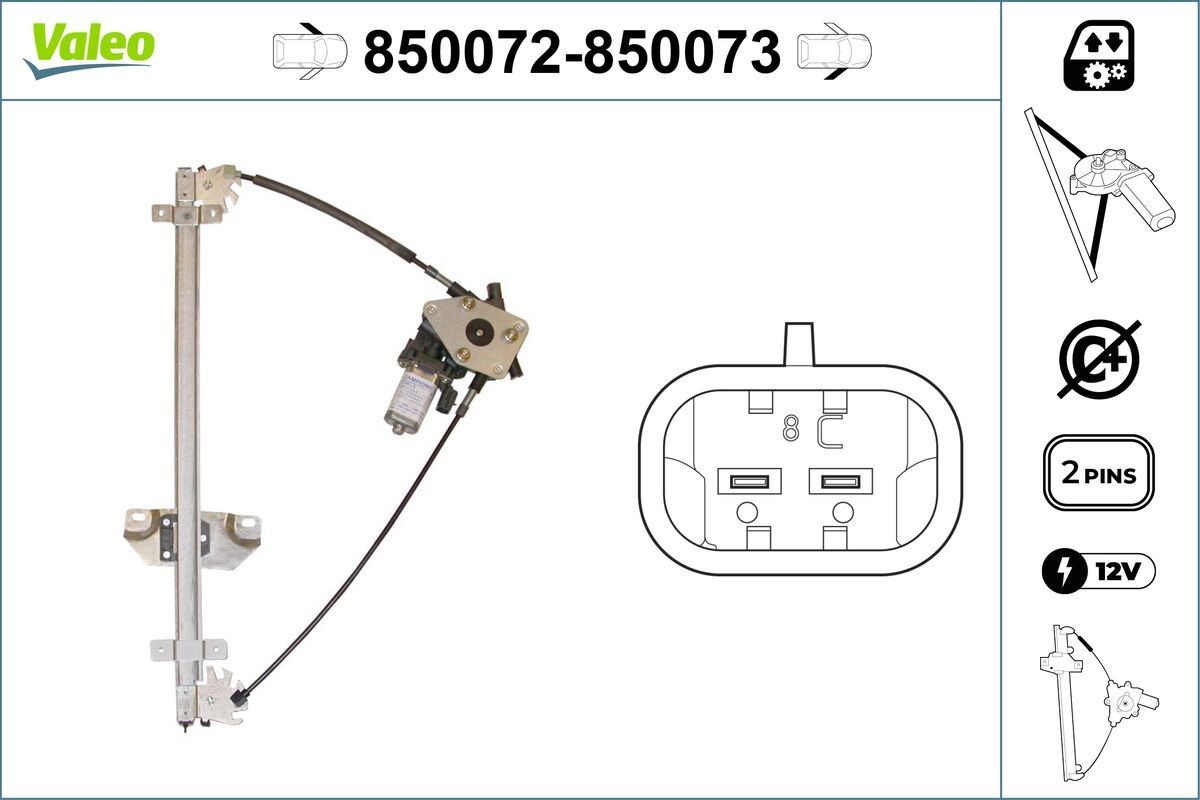 VALEO Fönsterhiss 850072 Fönsterhissar Nissan Z51 850072 VALEO