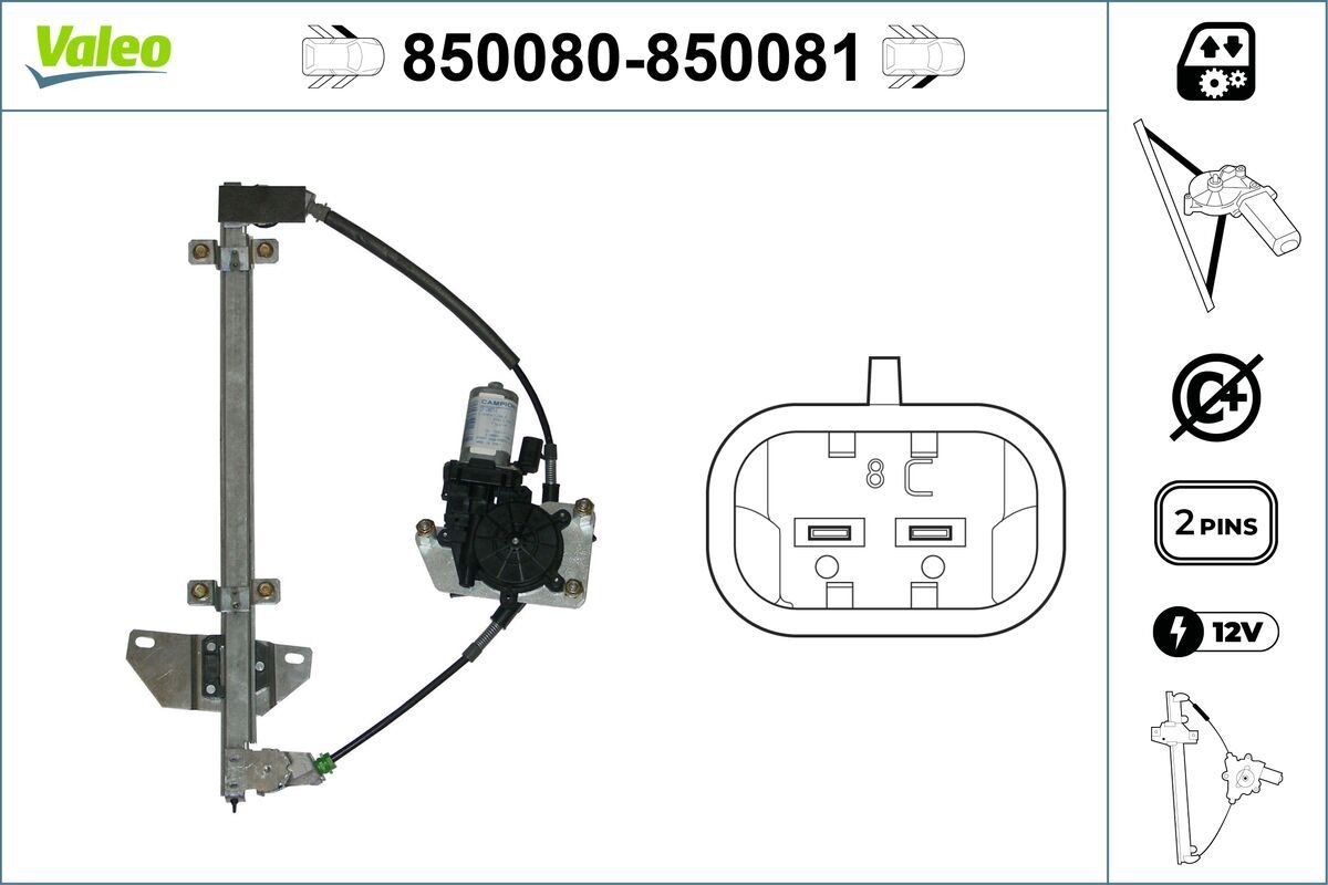 VALEO Γρύλος παραθύρου 850080 VALEO 850080 Γρύλος παραθύρου Nissan Primera P11 Hatchback σε χαμηλές τιμές