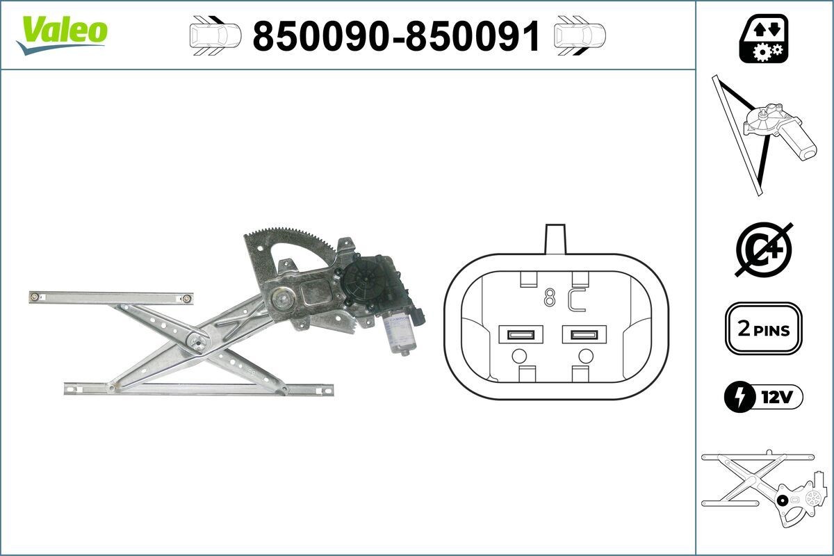 VALEO Stikla pacelšanas mehānisms 850090 Stikla pacēlāji VALEO Chevrolet TRAILBLAZER 850090