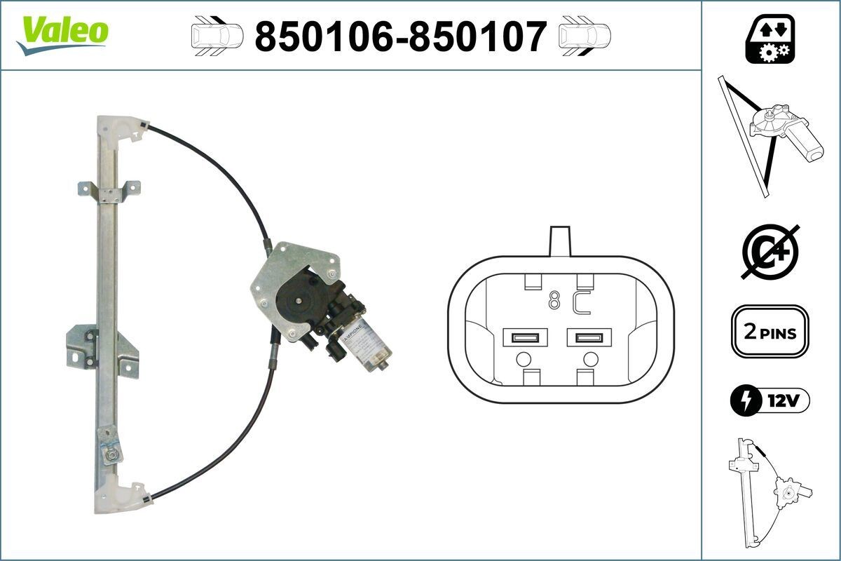 VALEO Rudehejs 850106 850106 Vinduesløfter MAZDA MPV VALEO