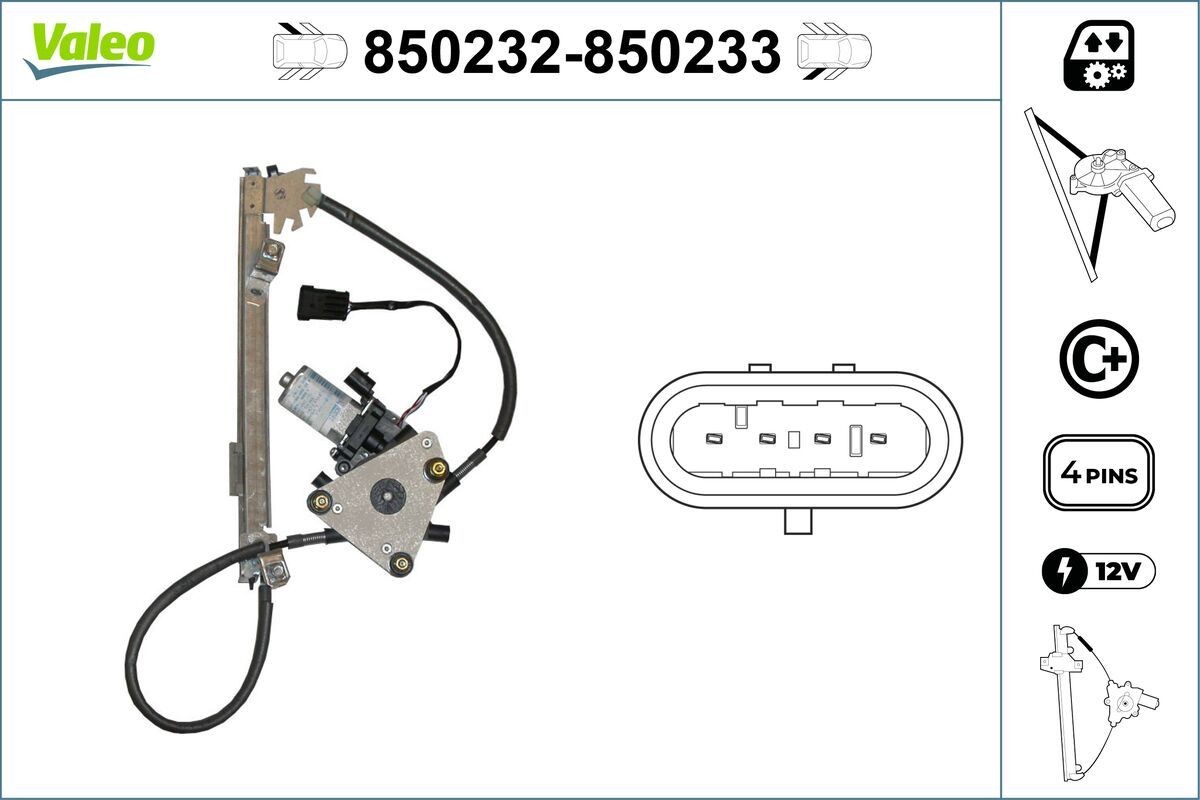 VALEO Fönsterhiss 850232 850232 VALEO fönsterhissar LANCIA Y