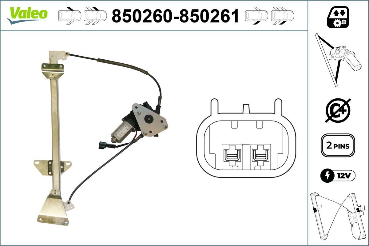 VALEO Raammechanisme 850260 Raambedieningsmechanisme VALEO OUTLANDER 850260 goedkoop