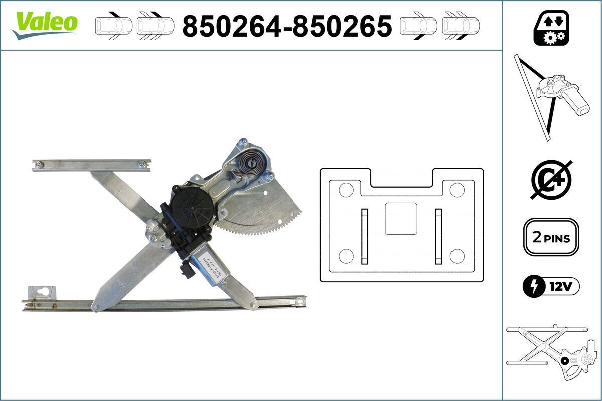 VALEO Raammechanisme 850264 Elektrische ramen VALEO OUTLANDER 850264 goedkoop