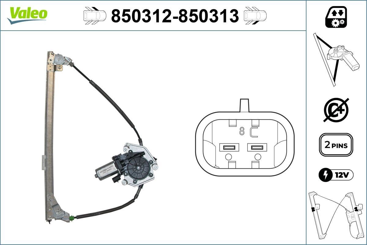Lève-vitre VALEO 850312 VALEO 850312 Monte glace PEUGEOT 405 2010