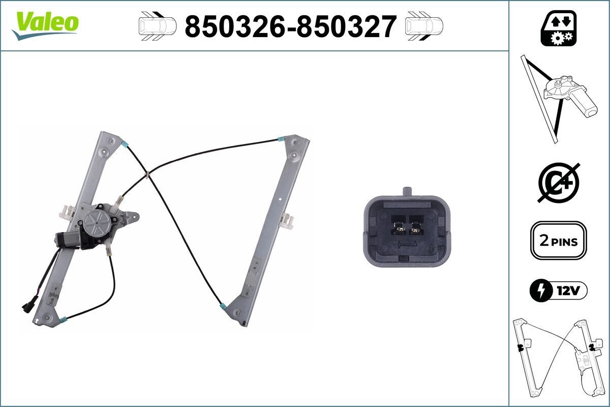 VALEO Fönsterhiss 850326 Peugeot 206+ Fönsterhiss VALEO 850326