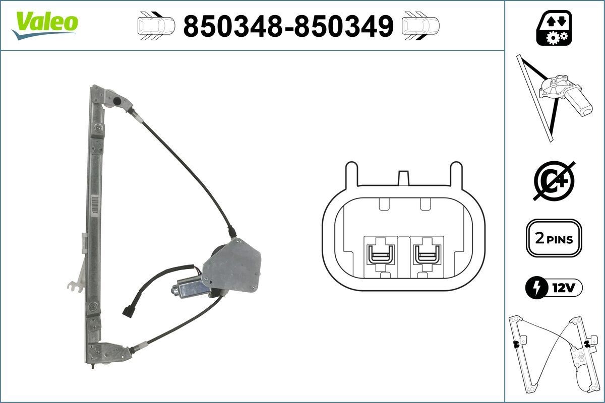VALEO Aknatõstuk 850348 Aknatõstuk VALEO Renault 21 850348