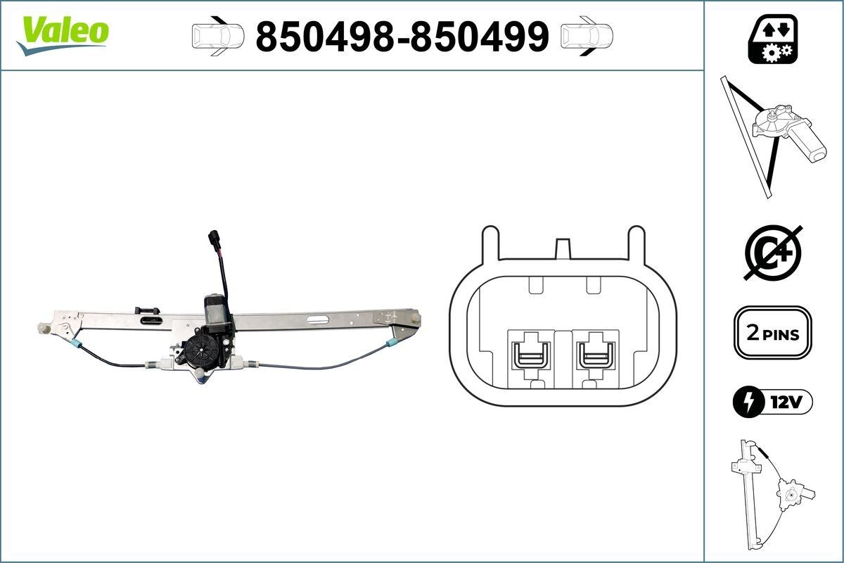VALEO Vindusheis 850498 Vindusløfter VALEO 21 850498 billige
