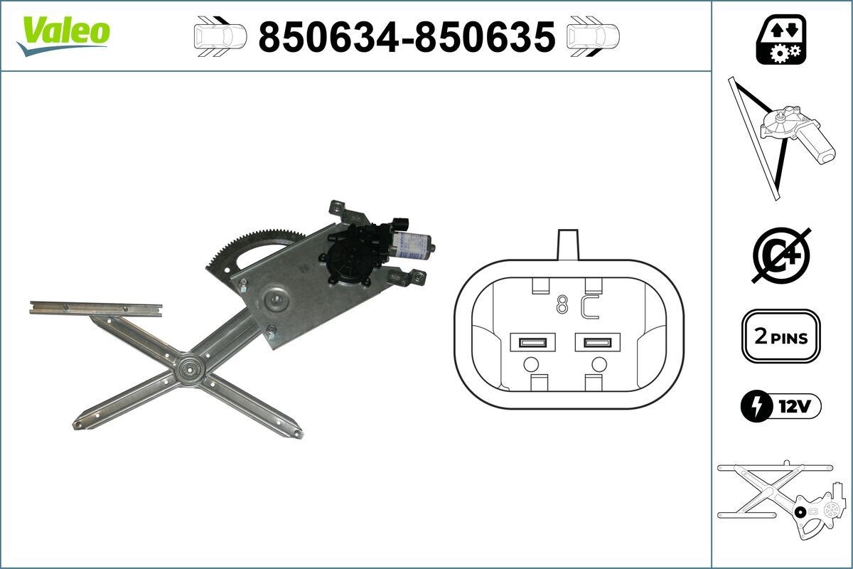 VALEO Fönsterhiss 850634 VALEO 850634 Fönsterhiss 9-3X Kombi original