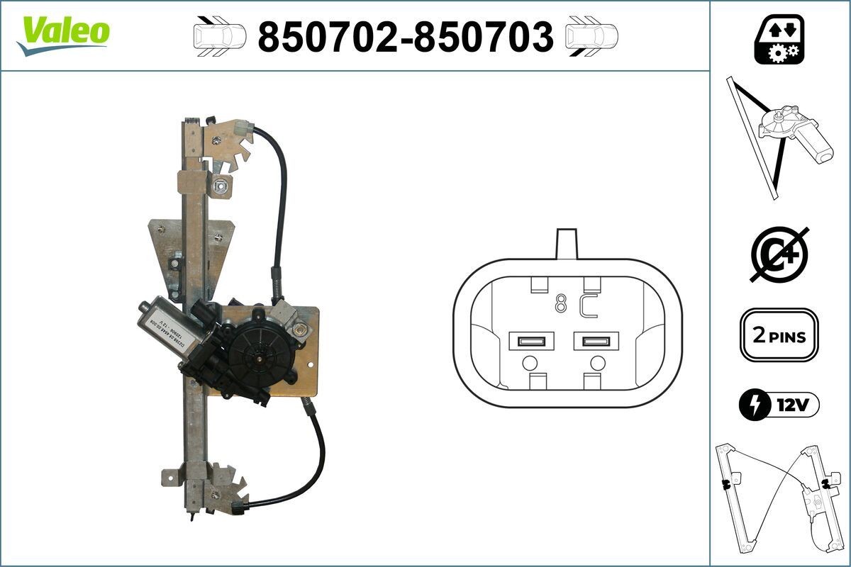 VALEO Mechanizmus zdvíhania okna 850702 Mechanizmus zdvíhania okná VALEO SAAB 850702