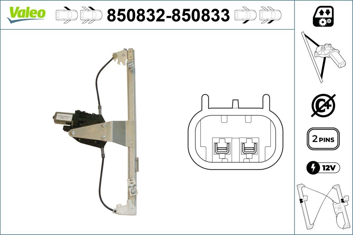 VALEO Alzacristallo 850832 VALEO 850832 Meccanismo alzacristalli Fiat Doblo Station Wagon prezzo