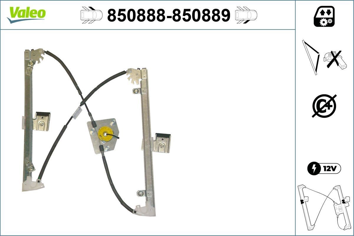 VALEO Vindusheis 850888 Vindusløfter VALEO Hyundai SANTA FE 850888