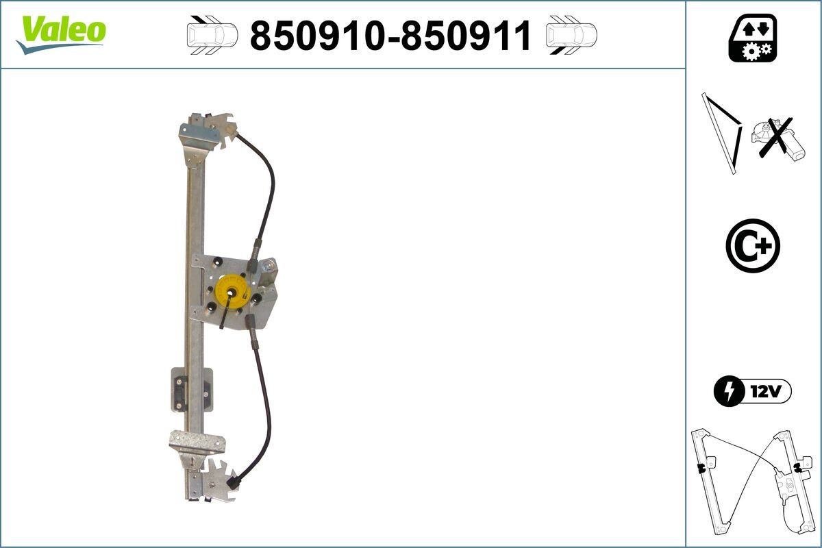 Stikla pacelšanas mehānisms VALEO 850910 VALEO 850910 Stikla pacēlāji OPEL ZAFIRA 2003