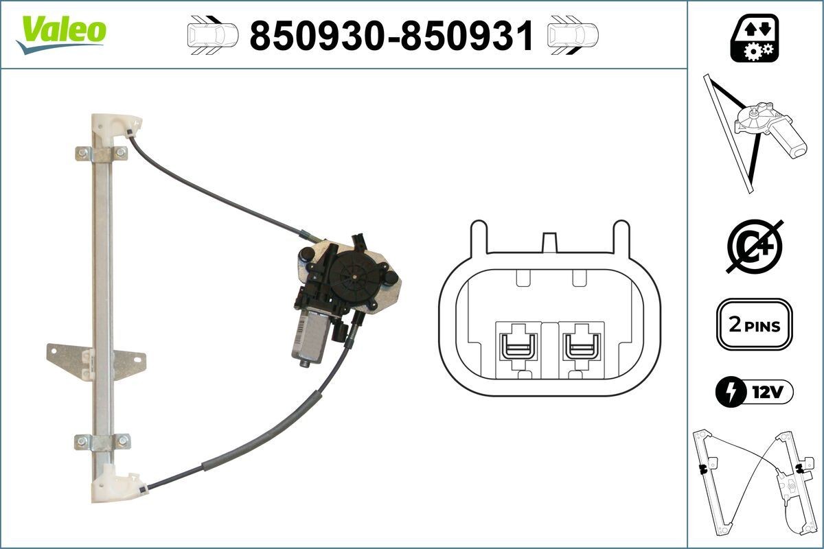 VALEO Lasinnostin 850930 850930 VALEO Ikkunannostin Chevrolet KALOS hinta