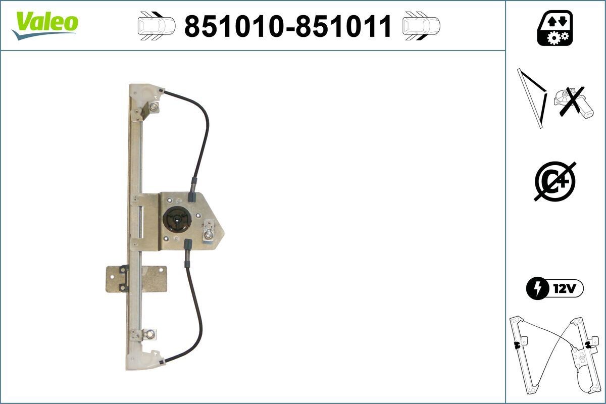 VALEO Stikla pacelšanas mehānisms 851010 VALEO 851010 Stikla pacelšanas mehānisms