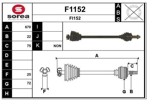 SNRA Drivaksel F1152 SNRA F1152 Drivaksel Fiat Cinquecento 170 billige