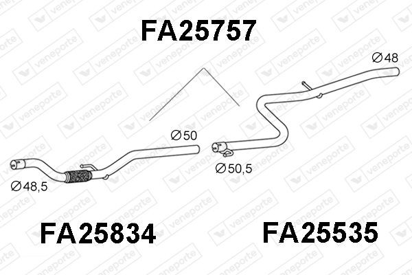 VENEPORTE Voorpijp FA25757 Fiat 500 Pijp voor de uitlaat VENEPORTE FA25757