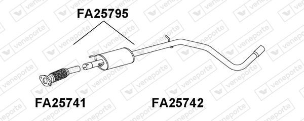 VENEPORTE Panela de escape central FA25795 Silenciador central VENEPORTE FIAT FA25795