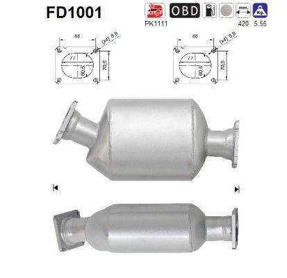 Hiukkassuodatin AS FD1001 AS FD1001 BMW 5-sarja 2000 DPF