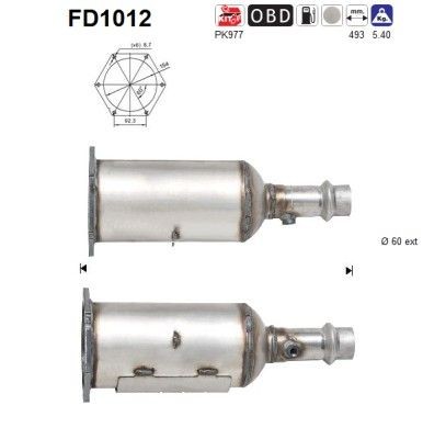 AS Partikelfilter FD1012 AS FD1012 Peugeot 607 Sedan DPF originale pris