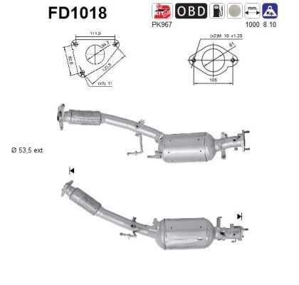AS Filter pevných častíc FD1018 AS FD1018 Filter pevných častíc Renault Koleos 1 cena