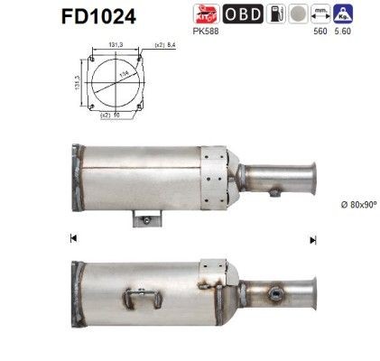 AS Roetfilter (DPF) FD1024 AS FD1024 Roetfilter, diesel Scudo II Flatbed Vrachtwagen / Chassis (270, 272) prijs
