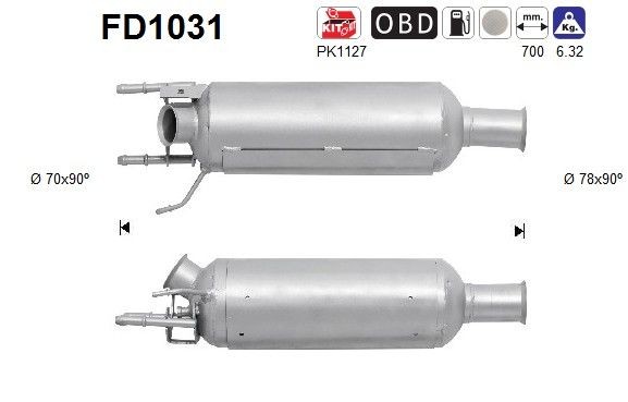 AS Partikelfilter (DPF) FD1031 Byta Partikelfilter (DPF) MITSUBISHI Santamo MPV kostnad AS FD1031