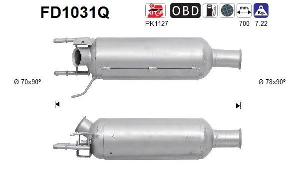 AS Roetfilter (DPF) FD1031Q AS FD1031Q Uitlaatgasfilter Citroen C Crosser originele prijs