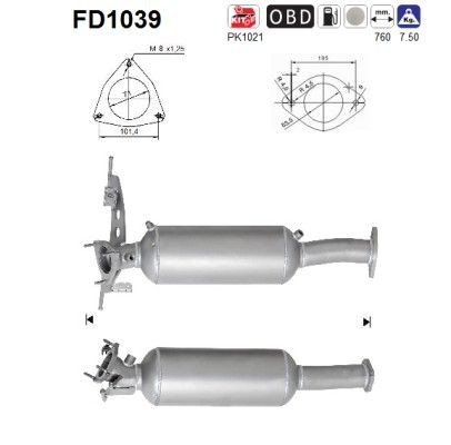 Partikkelfilter AS FD1039 AS FD1039 Dieselpartikkelfilter VOLVO V70 2006