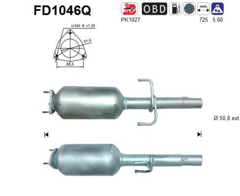 Filtre à particules AS FD1046Q AS FD1046Q FAP Ford KA 2007