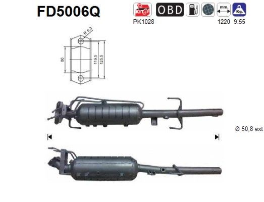 Filtre à particules AS FD5006Q AS FD5006Q: Filtre DPF Mazda 6 2006