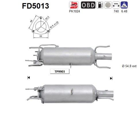 Partikkelfilter AS FD5013 AS FD5013 Dieselpartikkelfilter FIAT CROMA 2011