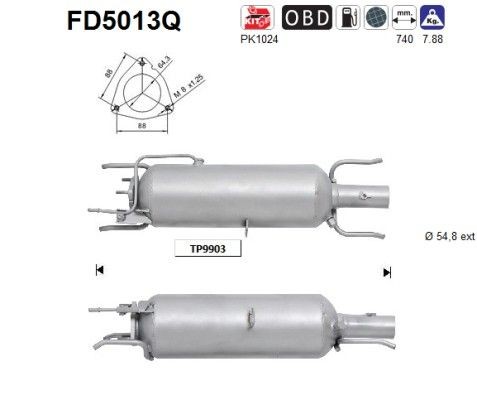 AS Filtro antiparticolato (FAP) FD5013Q AS FD5013Q FAP Saab 9-3 Cabrio YS3F originale prezzo