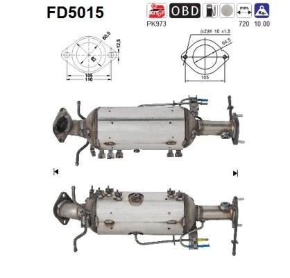 AS Roetfilter (DPF) FD5015 AS FD5015 DPF Porsche 944 originele