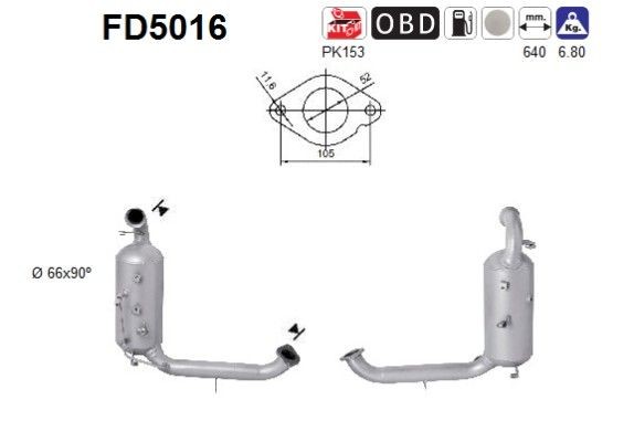 AS Partikelfilter (DPF) FD5016 Byta Partikelfilter (DPF) FORD KA Hatchback (RB) kostnad AS FD5016