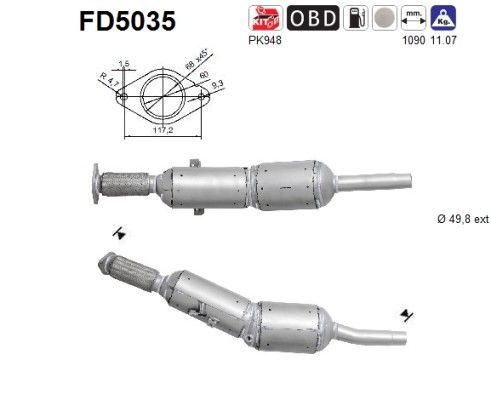 AS Partikkelfilter FD5035 FD5035 Dieselpartikkelfilter RENAULT MEGANE AS
