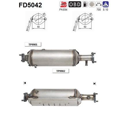 Filtre à particules AS FD5042 AS FD5042 Filtre à particules KIA SPORTAGE 2005