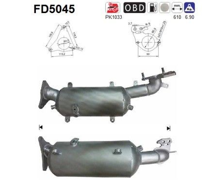 AS Roetfilter (DPF) FD5045 AS FD5045 Partikelfilter Subaru Impreza 1 Station Wagon prijs