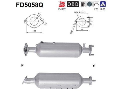Filtro antiparticolato (FAP) AS FD5058Q AS FD5058Q FAP Hyundai SANTA FE 2019