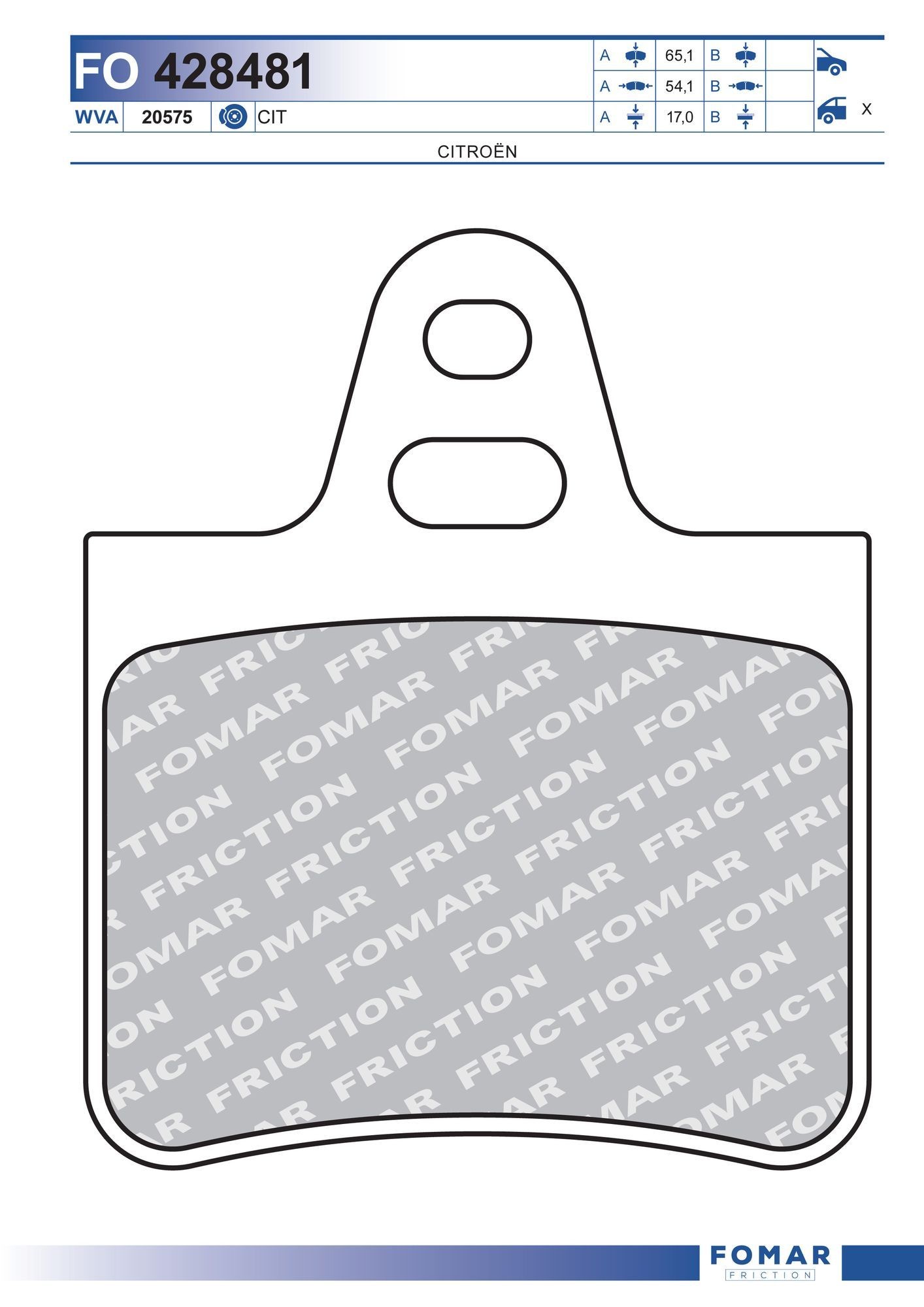 FOMAR Friction Plaquettes de frein FO 428481 FOMAR Friction FO 428481 Plaquettes de frein CITROЁN SM Coupé 2.7 182 CV 1975